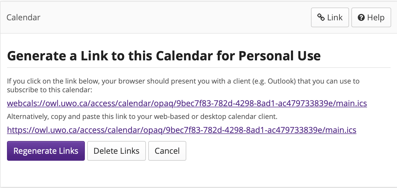 Copy the URL and use it in your desired calendar client.